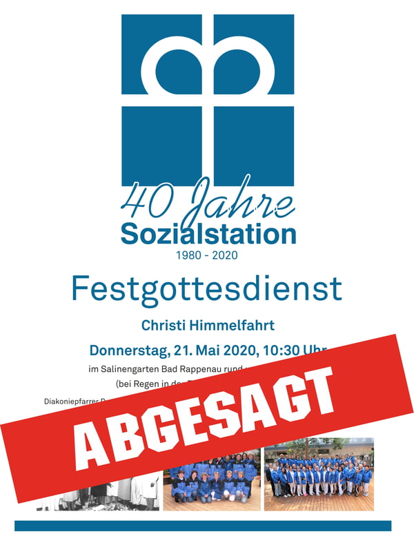 Absage Jubiläumsgottesdienst